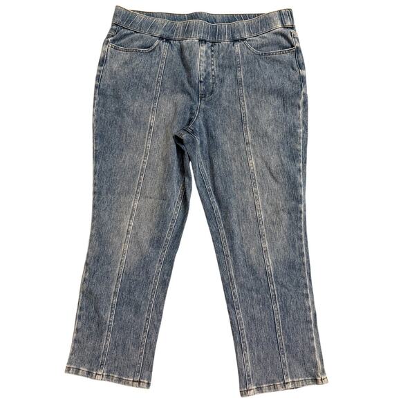 Isaac Mizrahi Vintage Wash Denim Jeans PullOn Stretch Waist 25" Inseam Ankle 16P - Picture 1 of 3